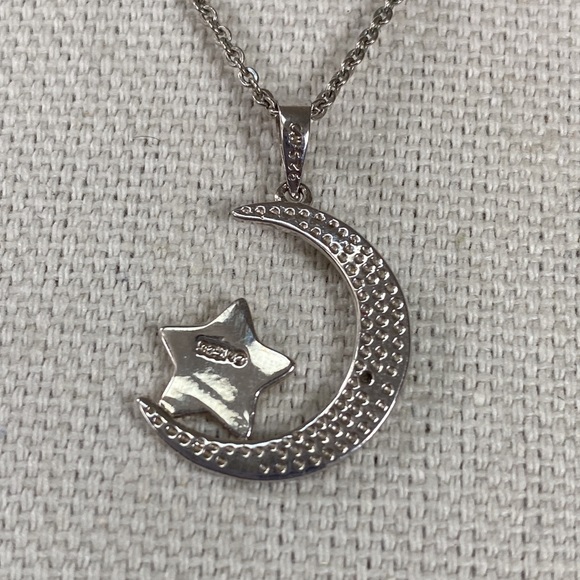 Crescent moon Goldtone star 925 pendant necklace - Picture 3 of 6